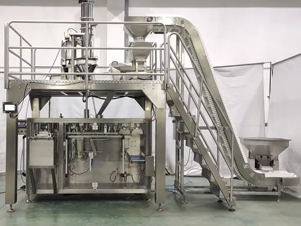 Ensacheuse horizontale pour sachets préformés en poudre